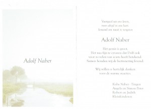 Bedankkaart Dolf Naber
